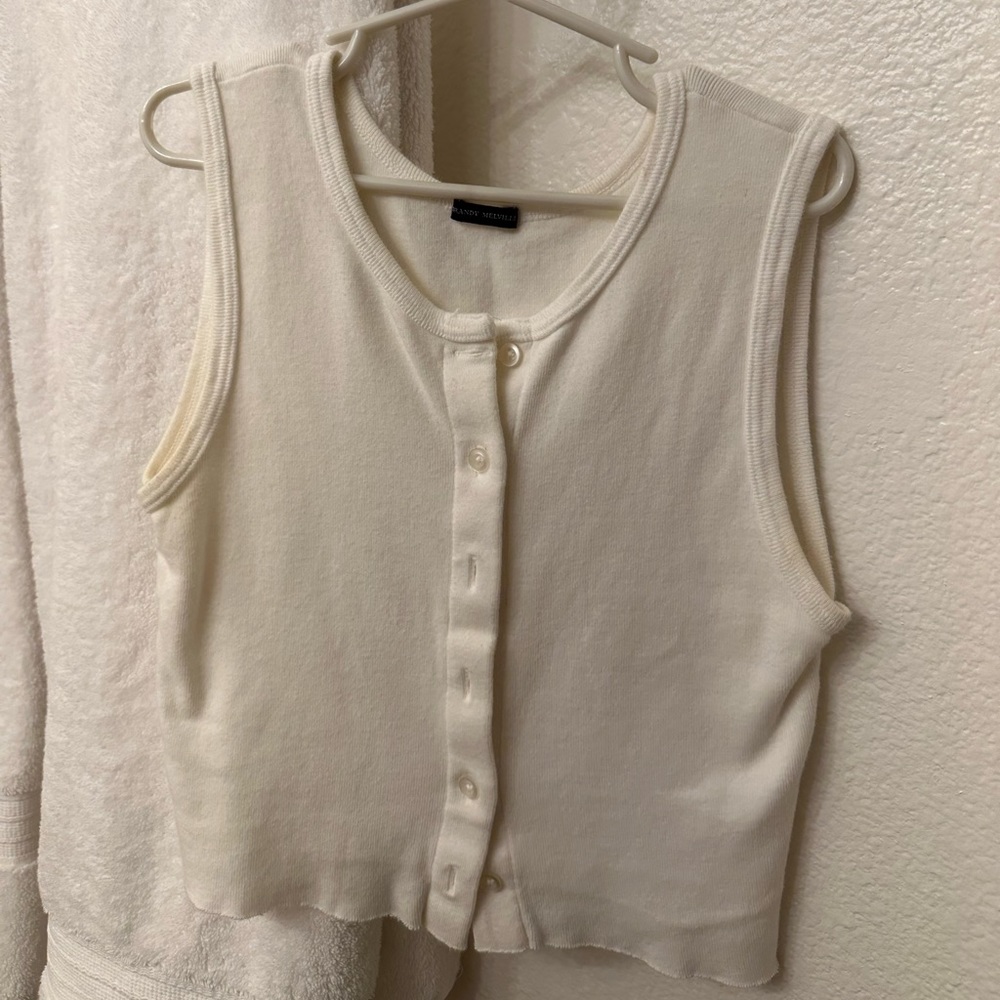 Brandy Melville Button Up White Tank